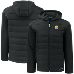 Pittsburgh Steelers Cutter & Buck Big & Tall Evoke Hybrid Eco Softshell Recycled Full-Zip Hooded Jacket | NFL New
