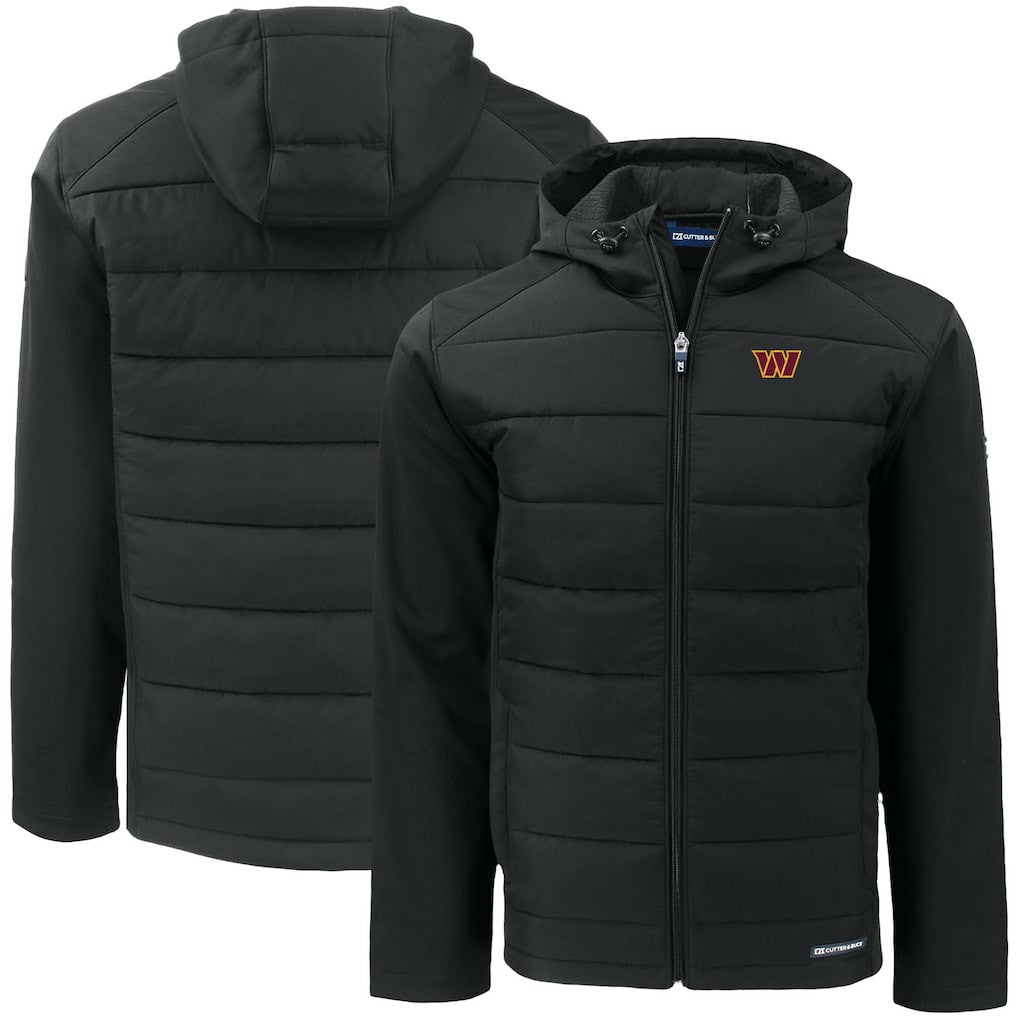 Washington Commanders Cutter & Buck Big & Tall Evoke Hybrid Eco Softshell Recycled Full-Zip Hooded Jacket | NFL Hot