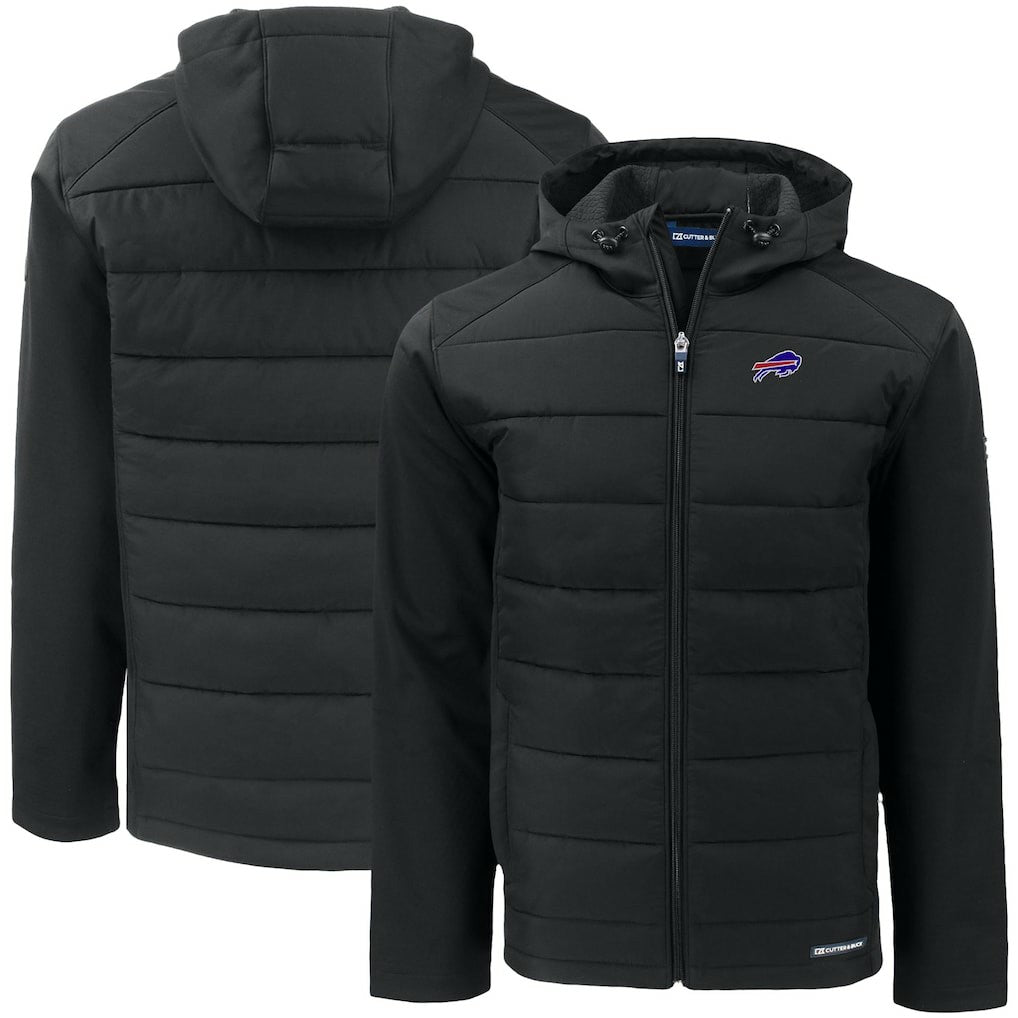 Buffalo Bills Cutter & Buck Big & Tall Evoke Hybrid Eco Softshell Recycled Full-Zip Hooded Jacket | NFL Discount