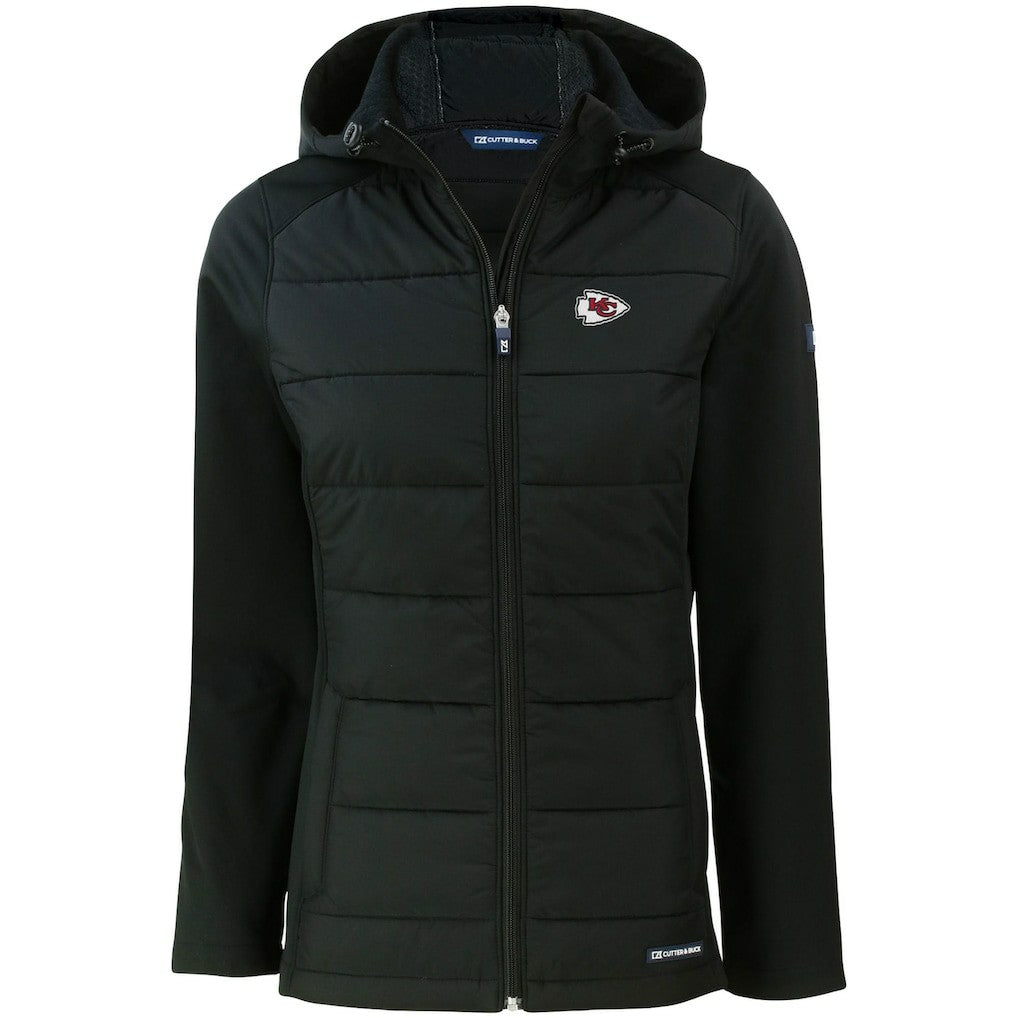 Kansas City Chiefs Cutter & Buck Women's Evoke PrimaLoft Hybrid Eco Softshell Recycled Full-Zip Hooded Jacket | NFL Outlet