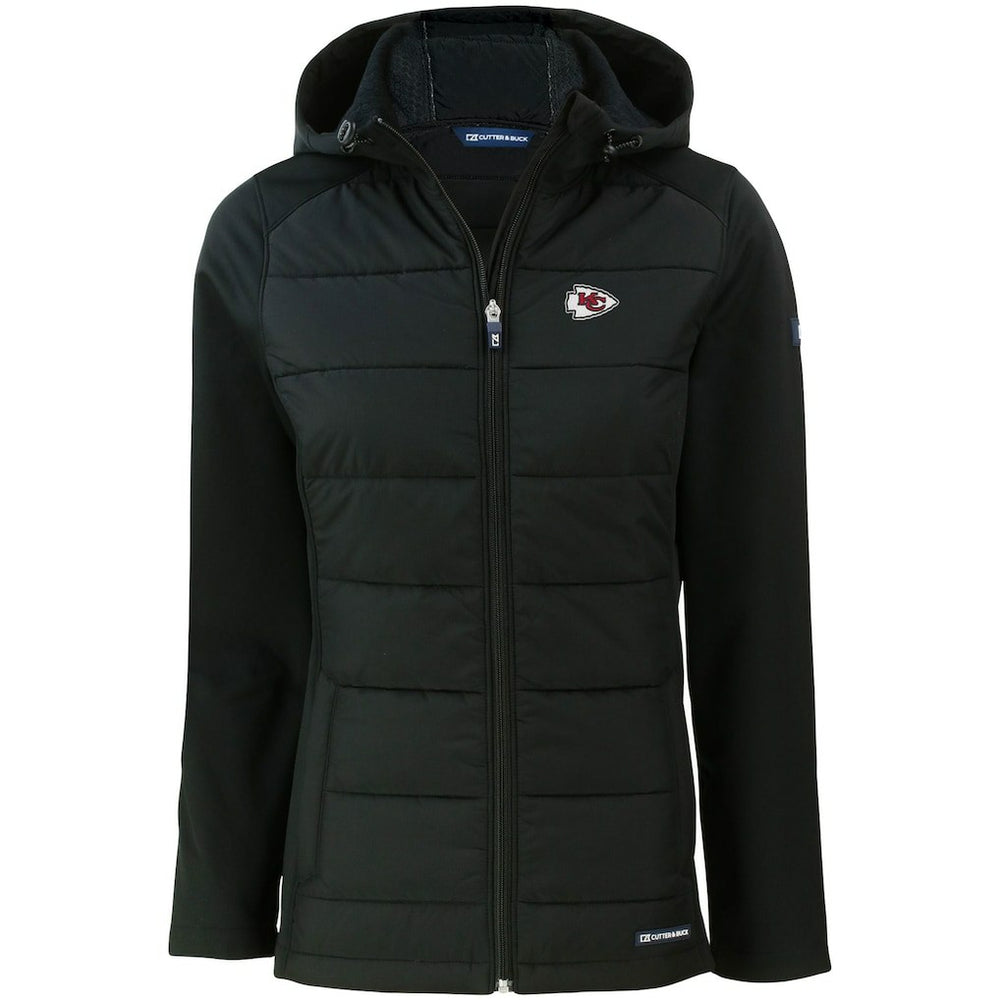 Kansas City Chiefs Cutter & Buck Women's Evoke PrimaLoft Hybrid Eco Softshell Recycled Full-Zip Hooded Jacket | NFL Outlet