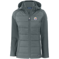 Pittsburgh Steelers Cutter & Buck Women's Evoke PrimaLoft Hybrid Eco Softshell Recycled Full-Zip Hooded Jacket | NFL Outlet