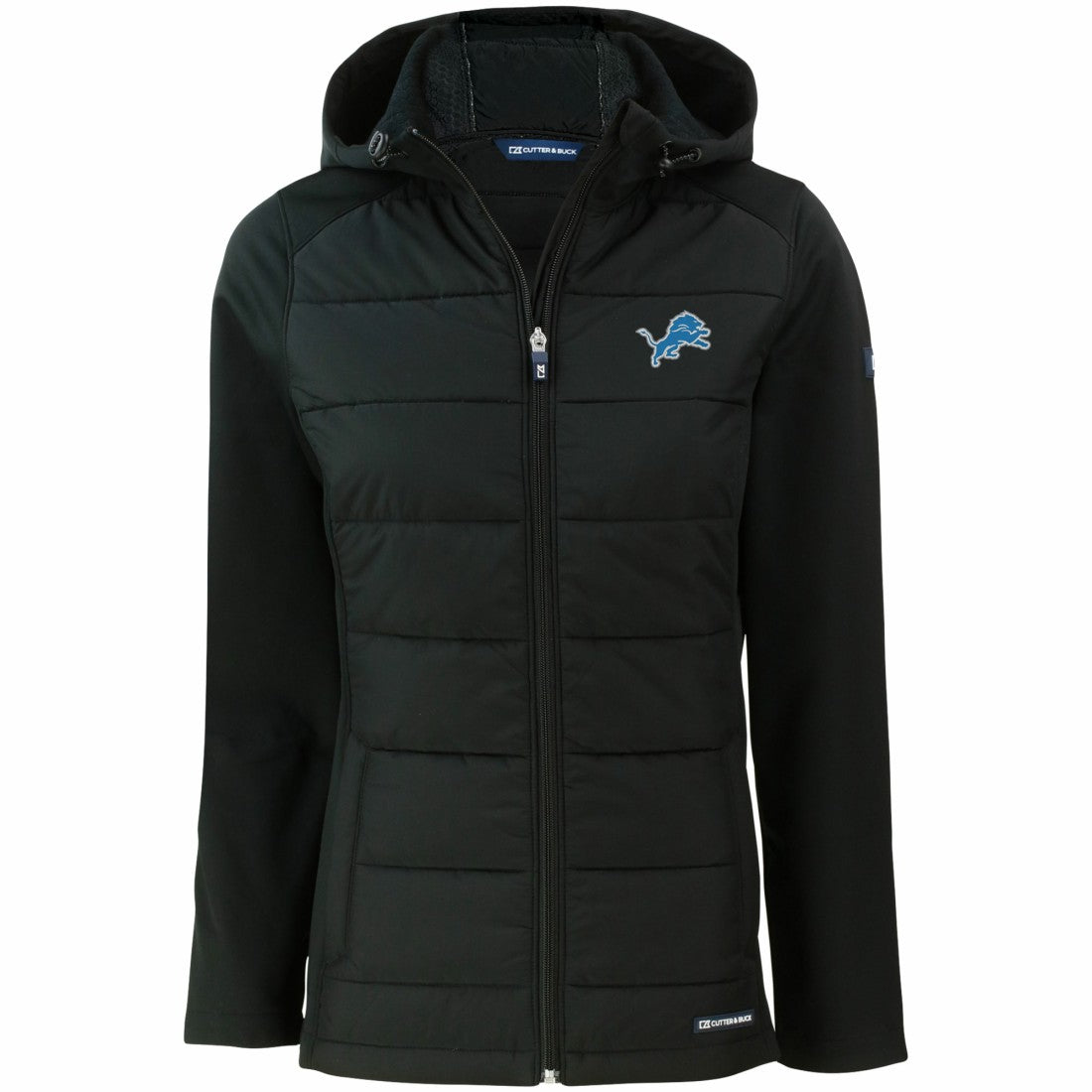 Detroit Lions Cutter & Buck Women's Evoke PrimaLoft Hybrid Eco Softshell Recycled Full-Zip Hooded Jacket | NFL Discount