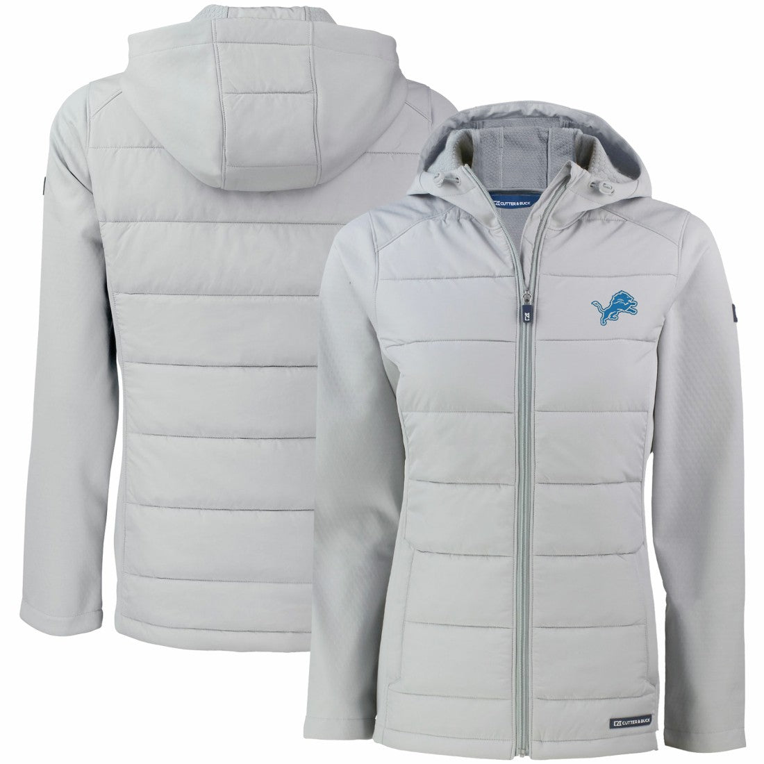 Detroit Lions Cutter & Buck Women's Evoke PrimaLoft Hybrid Eco Softshell Recycled Full-Zip Hooded Jacket | NFL Sale
