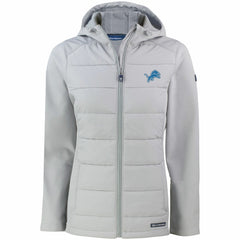 Detroit Lions Cutter & Buck Women's Evoke PrimaLoft Hybrid Eco Softshell Recycled Full-Zip Hooded Jacket | NFL Sale