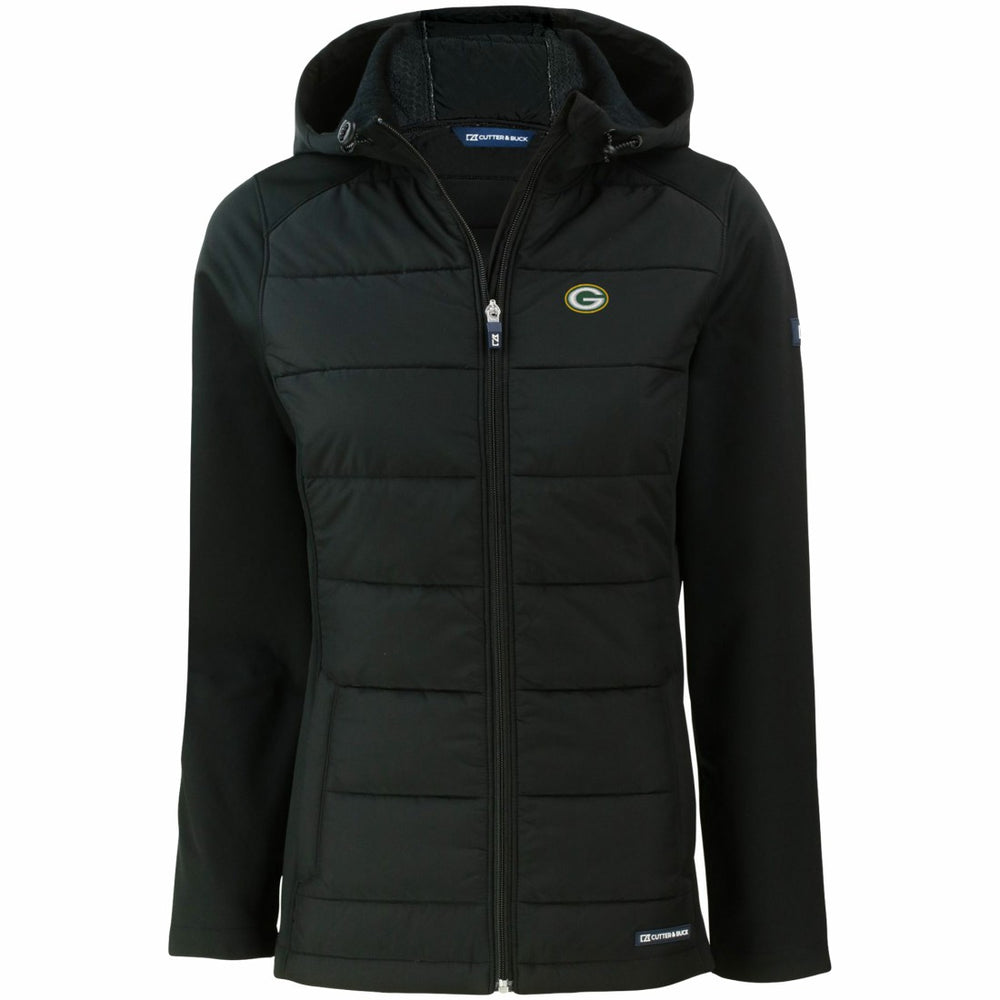 Green Bay Packers Cutter & Buck Women's Evoke PrimaLoft Hybrid Eco Softshell Recycled Full-Zip Hooded Jacket | NFL Outlet