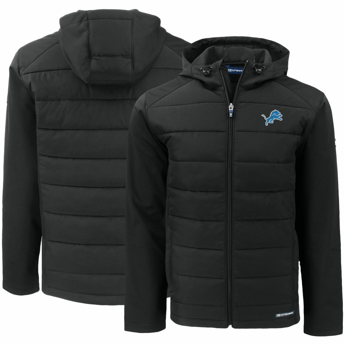 Detroit Lions Cutter & Buck Evoke PrimaLoft Hybrid Eco Softshell Recycled Full-Zip Hooded Jacket | NFL Outlet