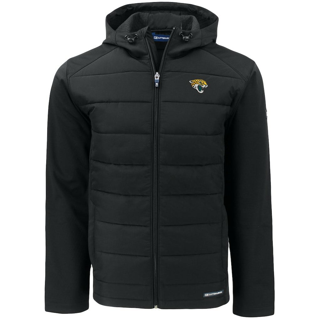 Jacksonville Jaguars Cutter & Buck Evoke PrimaLoft Hybrid Eco Softshell Recycled Full-Zip Hooded Jacket | NFL On sale