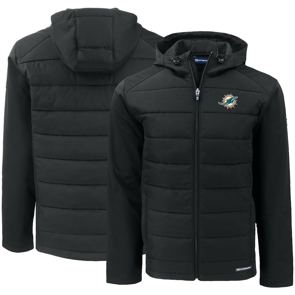 Miami Dolphins Cutter & Buck Evoke PrimaLoft Hybrid Eco Softshell Recycled Full-Zip Hooded Jacket | NFL Near me