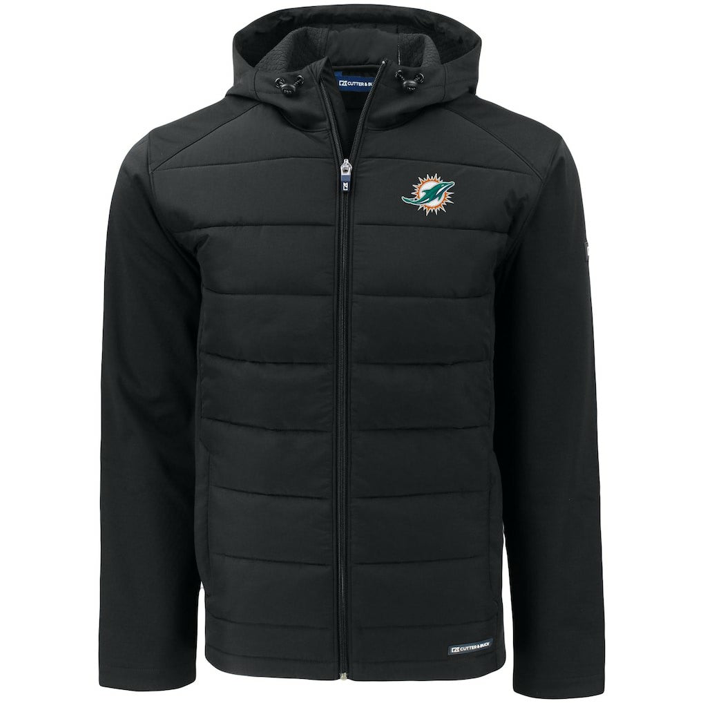 Miami Dolphins Cutter & Buck Evoke PrimaLoft Hybrid Eco Softshell Recycled Full-Zip Hooded Jacket | NFL Near me