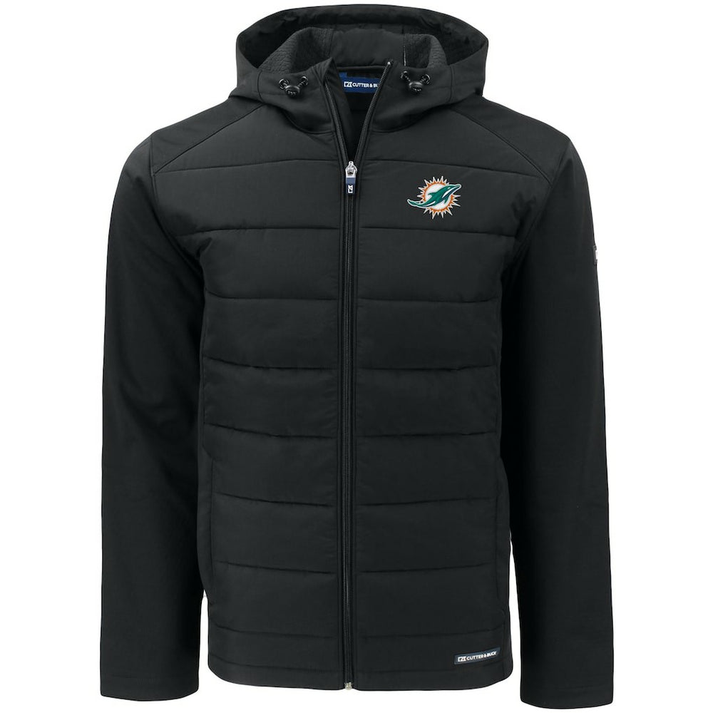 Miami Dolphins Cutter & Buck Evoke PrimaLoft Hybrid Eco Softshell Recycled Full-Zip Hooded Jacket | NFL Near me