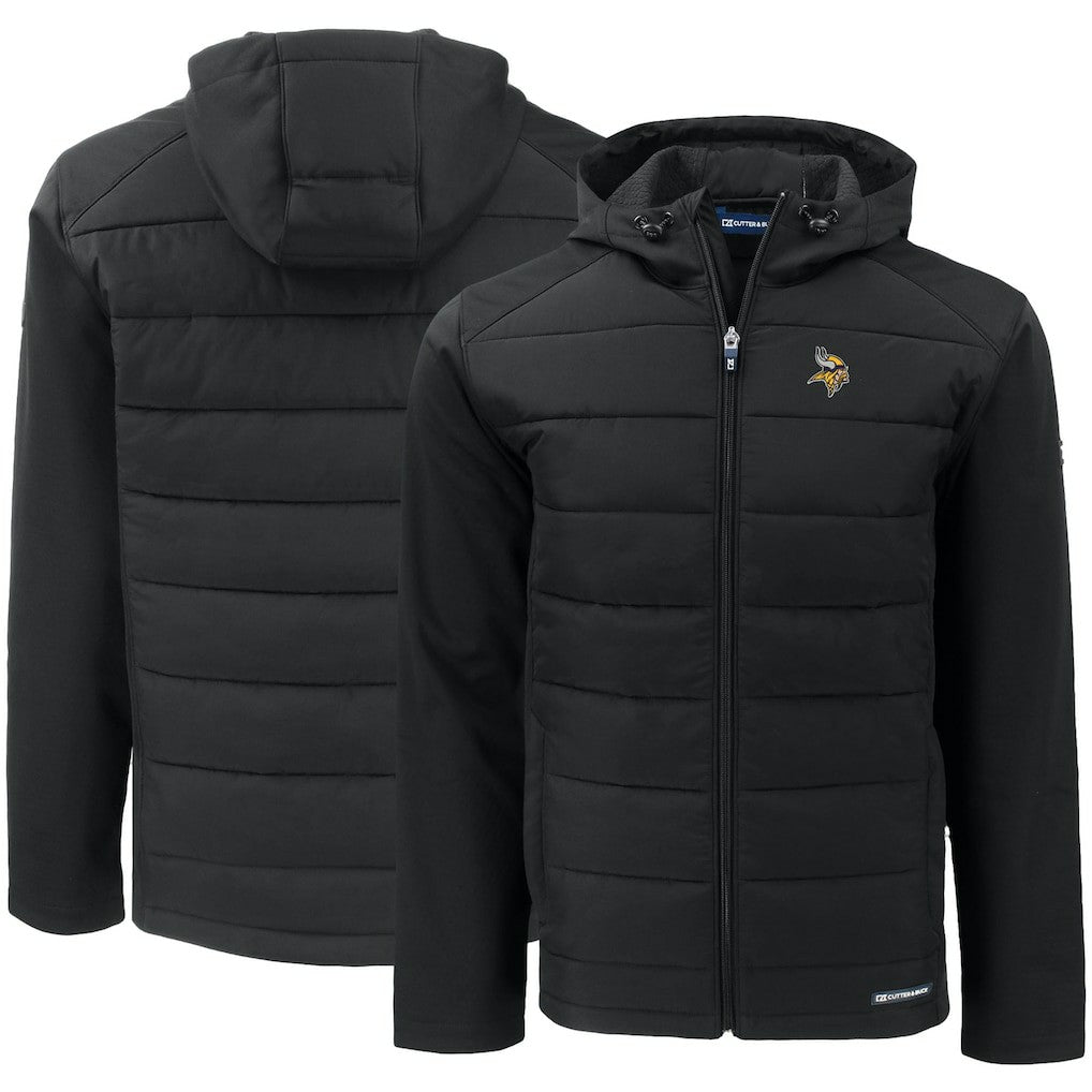 Minnesota Vikings Cutter & Buck Evoke PrimaLoft Hybrid Eco Softshell Recycled Full-Zip Hooded Jacket | NFL New