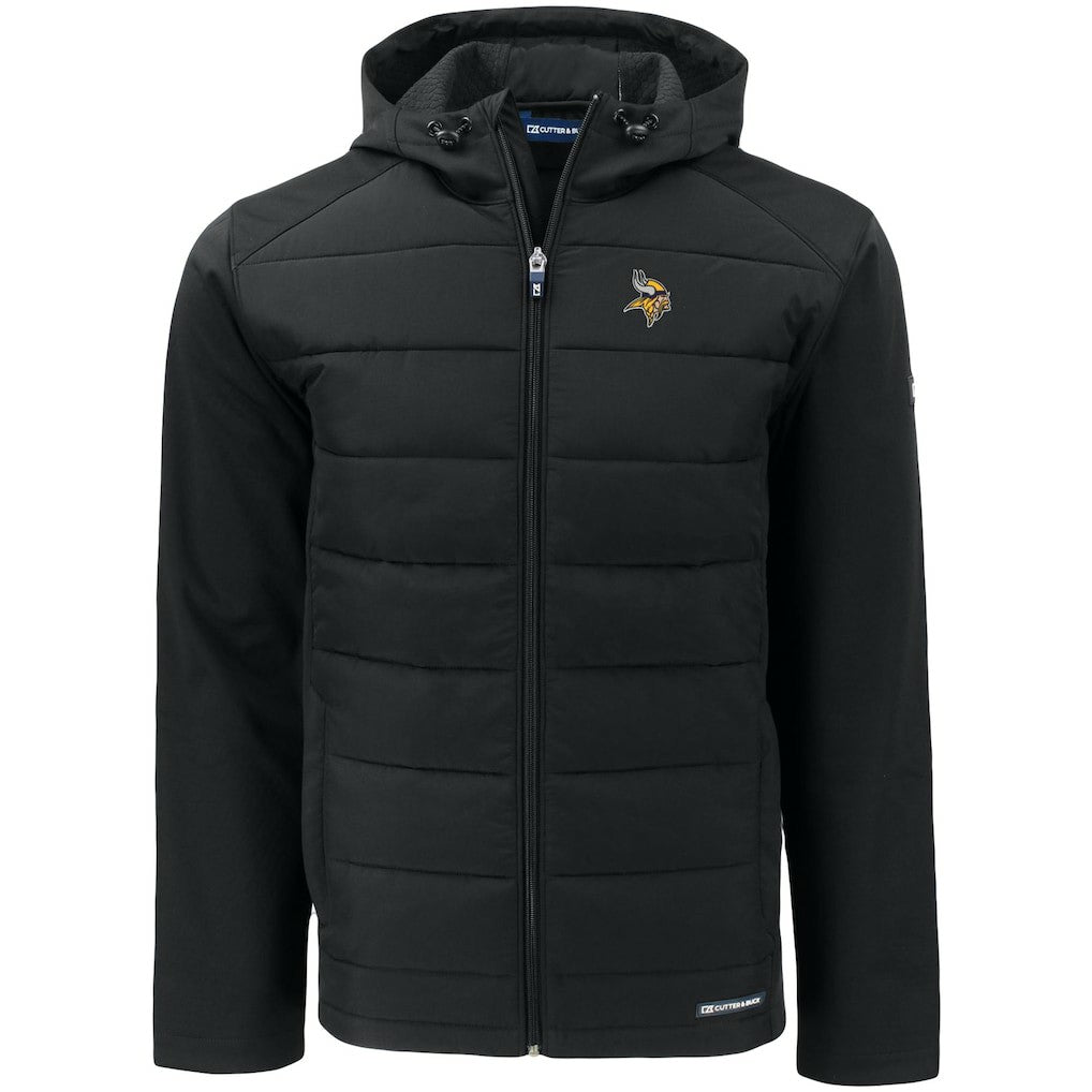 Minnesota Vikings Cutter & Buck Evoke PrimaLoft Hybrid Eco Softshell Recycled Full-Zip Hooded Jacket | NFL New