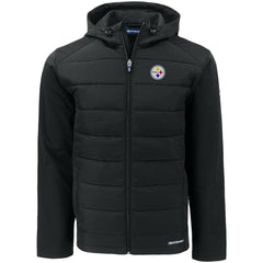 Pittsburgh Steelers Cutter & Buck Evoke PrimaLoft Hybrid Eco Softshell Recycled Full-Zip Hooded Jacket | NFL Discount