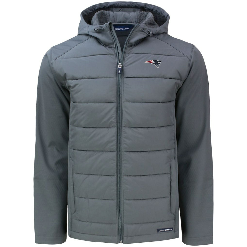 New England Patriots Cutter & Buck Evoke PrimaLoft Hybrid Eco Softshell Recycled Full-Zip Hooded Jacket | NFL Discount