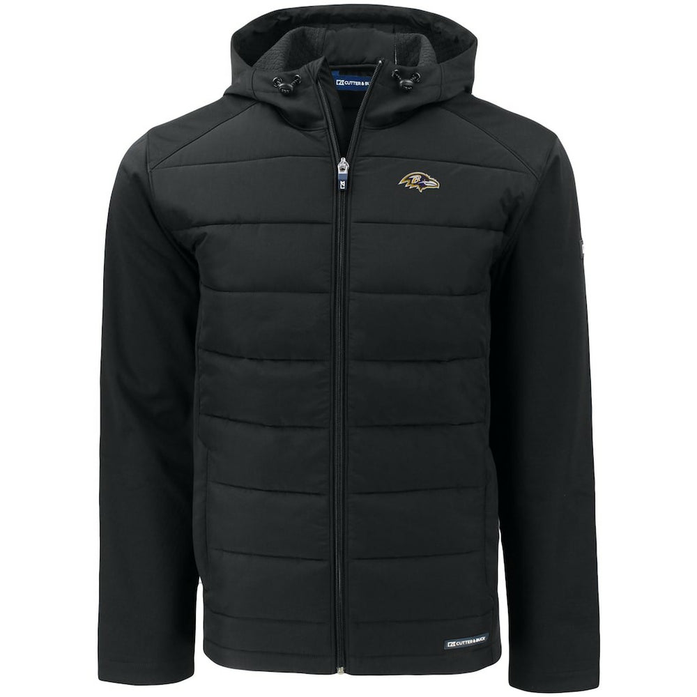 Baltimore Ravens Cutter & Buck Evoke PrimaLoft Hybrid Eco Softshell Recycled Full-Zip Hooded Jacket | NFL US