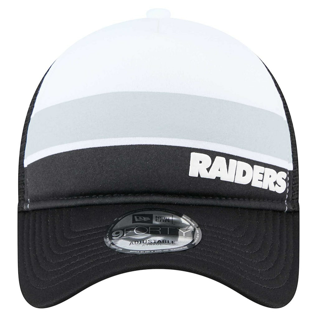 Las Vegas Raiders Youth Sport Night Color Block 9FORTY A-Frame Trucker Adjustable Hat | NFL Discount