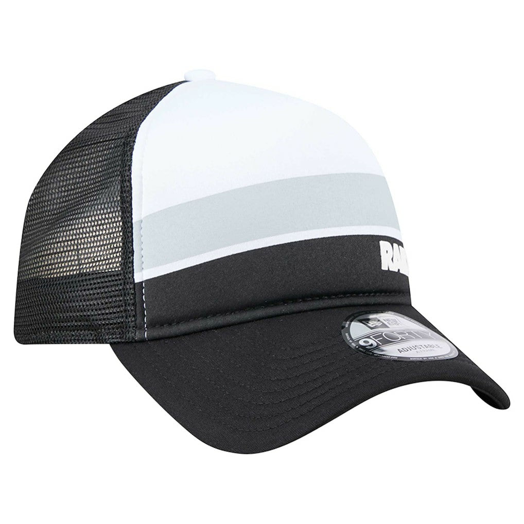 Las Vegas Raiders Youth Sport Night Color Block 9FORTY A-Frame Trucker Adjustable Hat | NFL Discount