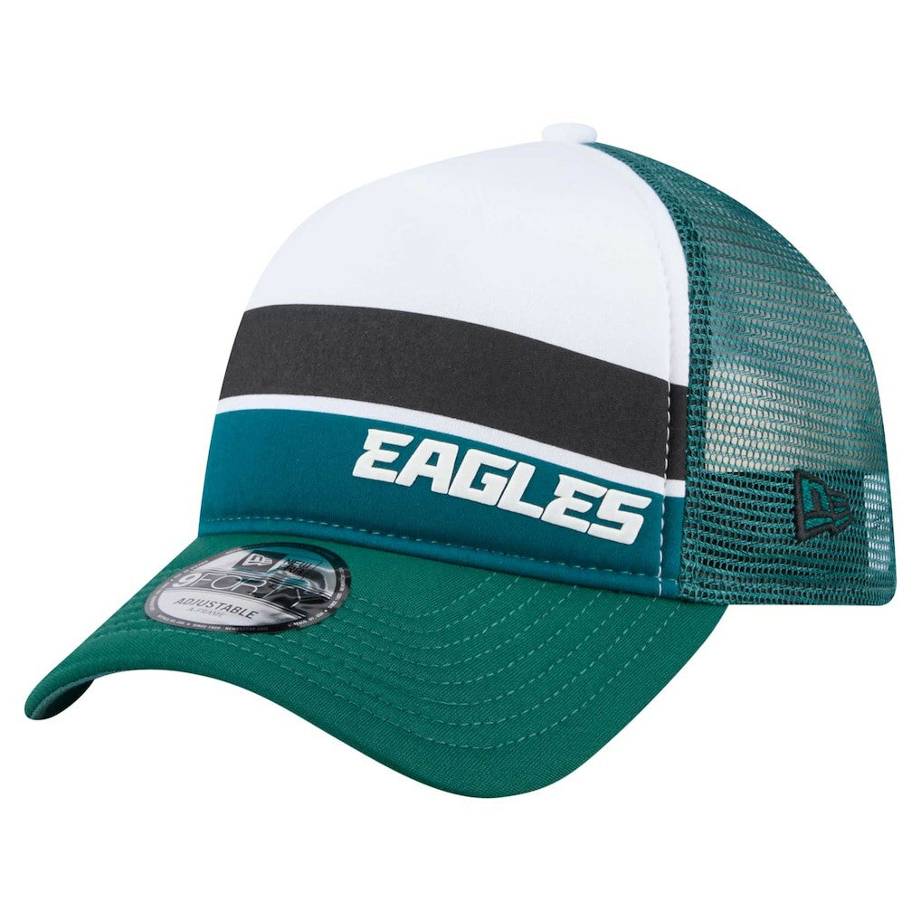 Philadelphia Eagles Youth Sport Night Color Block 9FORTY A-Frame Trucker Adjustable Hat | NFL Hot