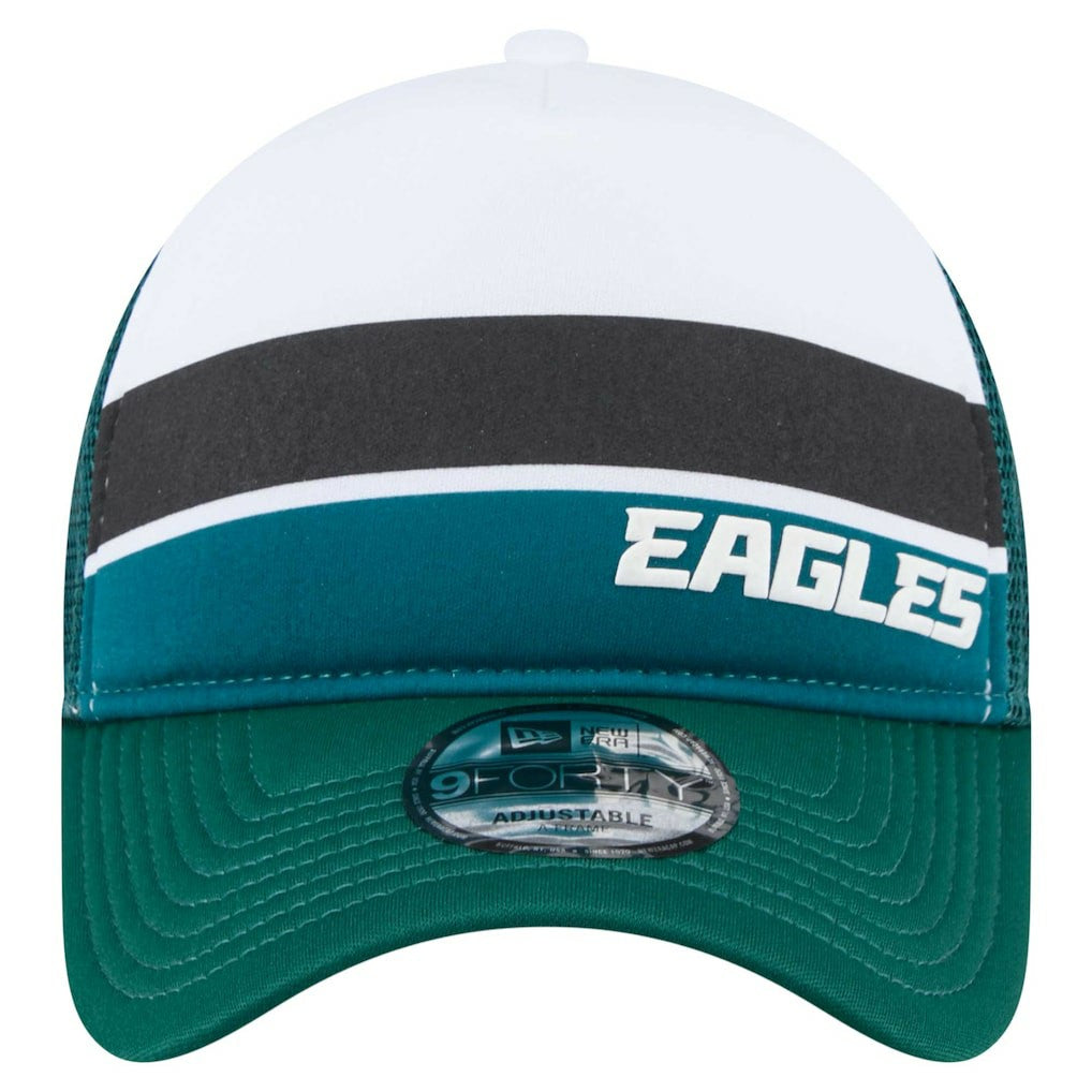 Philadelphia Eagles Youth Sport Night Color Block 9FORTY A-Frame Trucker Adjustable Hat | NFL Hot