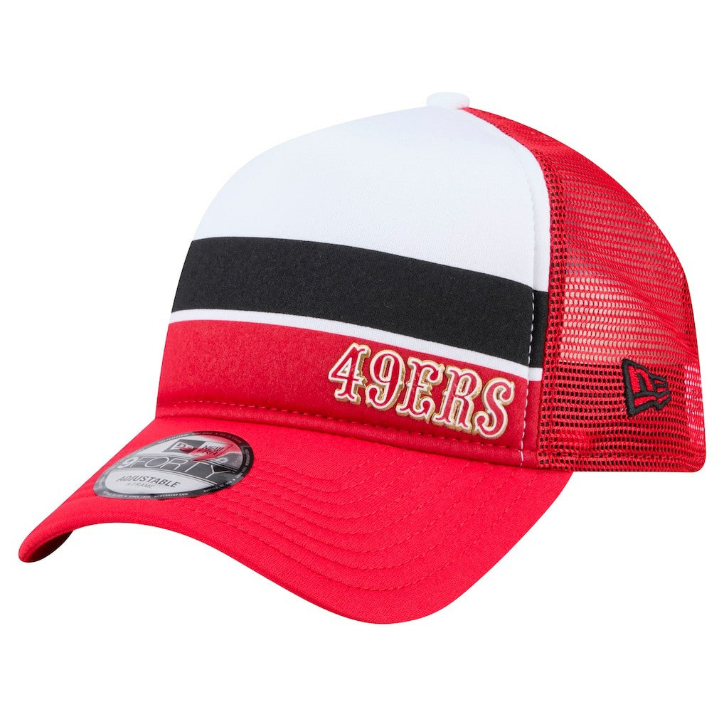 San Francisco 49ers Youth Sport Night Color Block 9FORTY A-Frame Trucker Adjustable Hat | NFL Discount