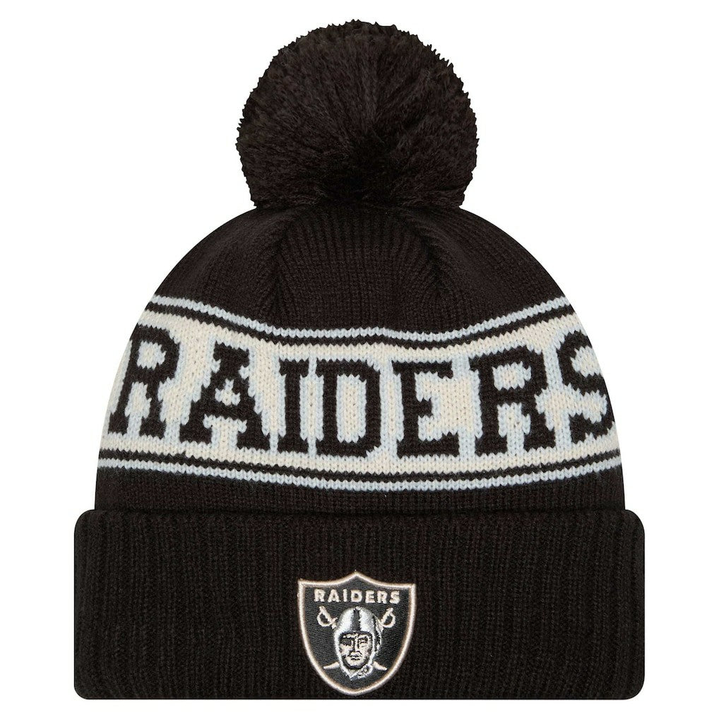 Las Vegas Raiders Youth  Retro Cuffed Knit Hat with Pom | NFL Online