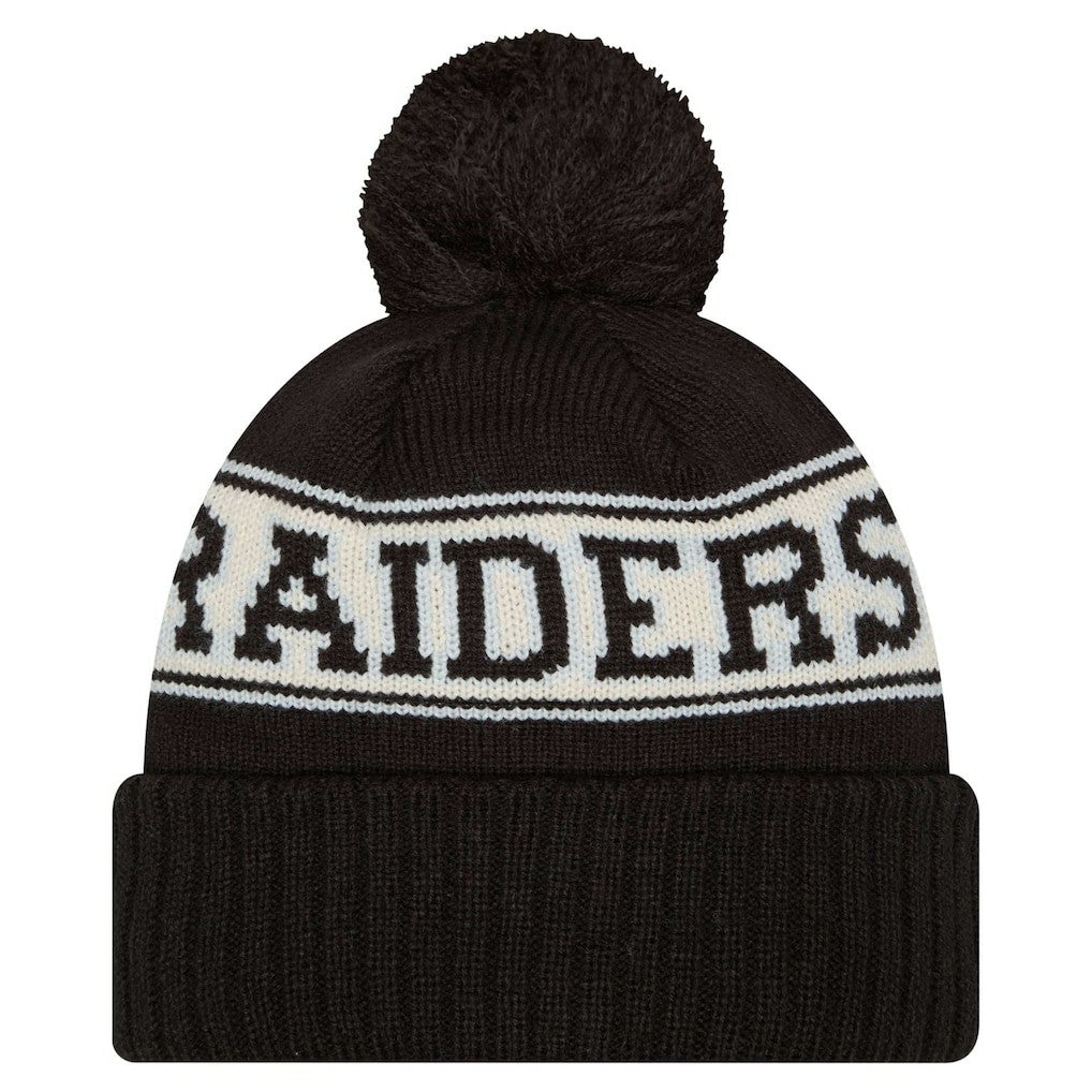 Las Vegas Raiders Youth  Retro Cuffed Knit Hat with Pom | NFL Online