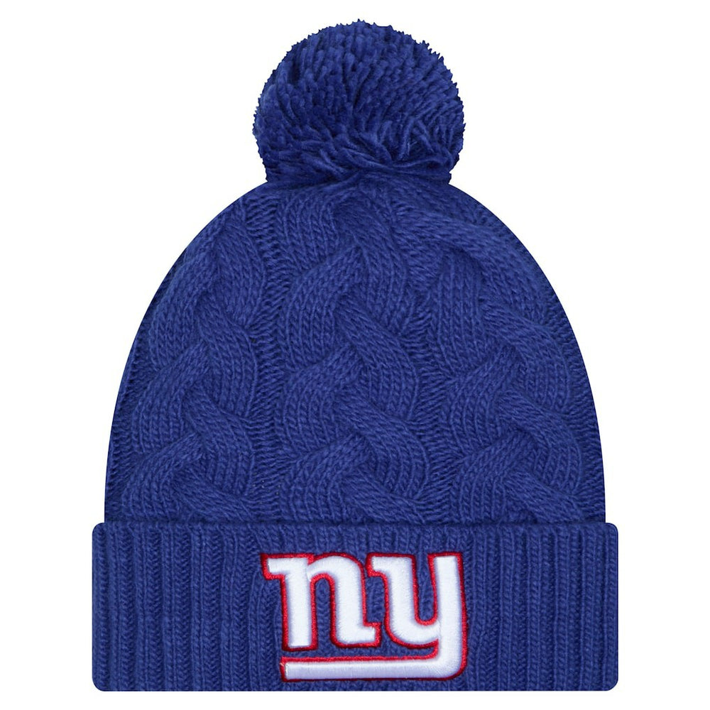 New York Giants Girls Youth Cabled Cuffed Knit Hat with Pom | NFL Discount