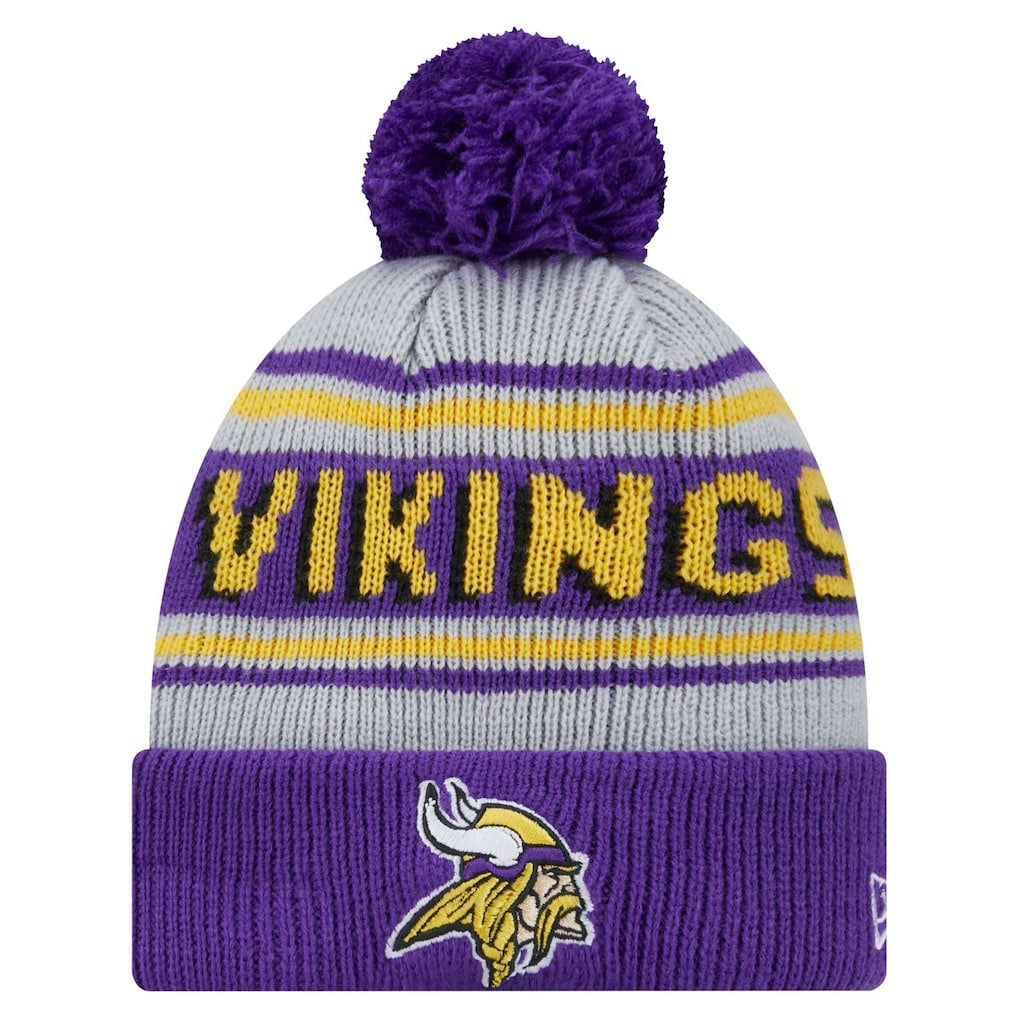 Minnesota Vikings Youth Main Cuffed Knit Hat with Pom | NFL Discount