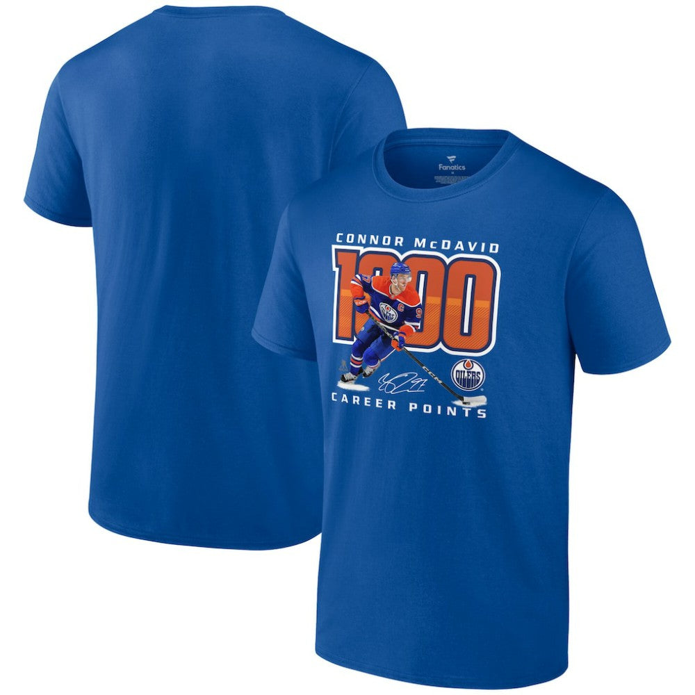 Connor McDavid Edmonton Oilers 1,000 Career Points T-Shirt -  NHL T-shirts