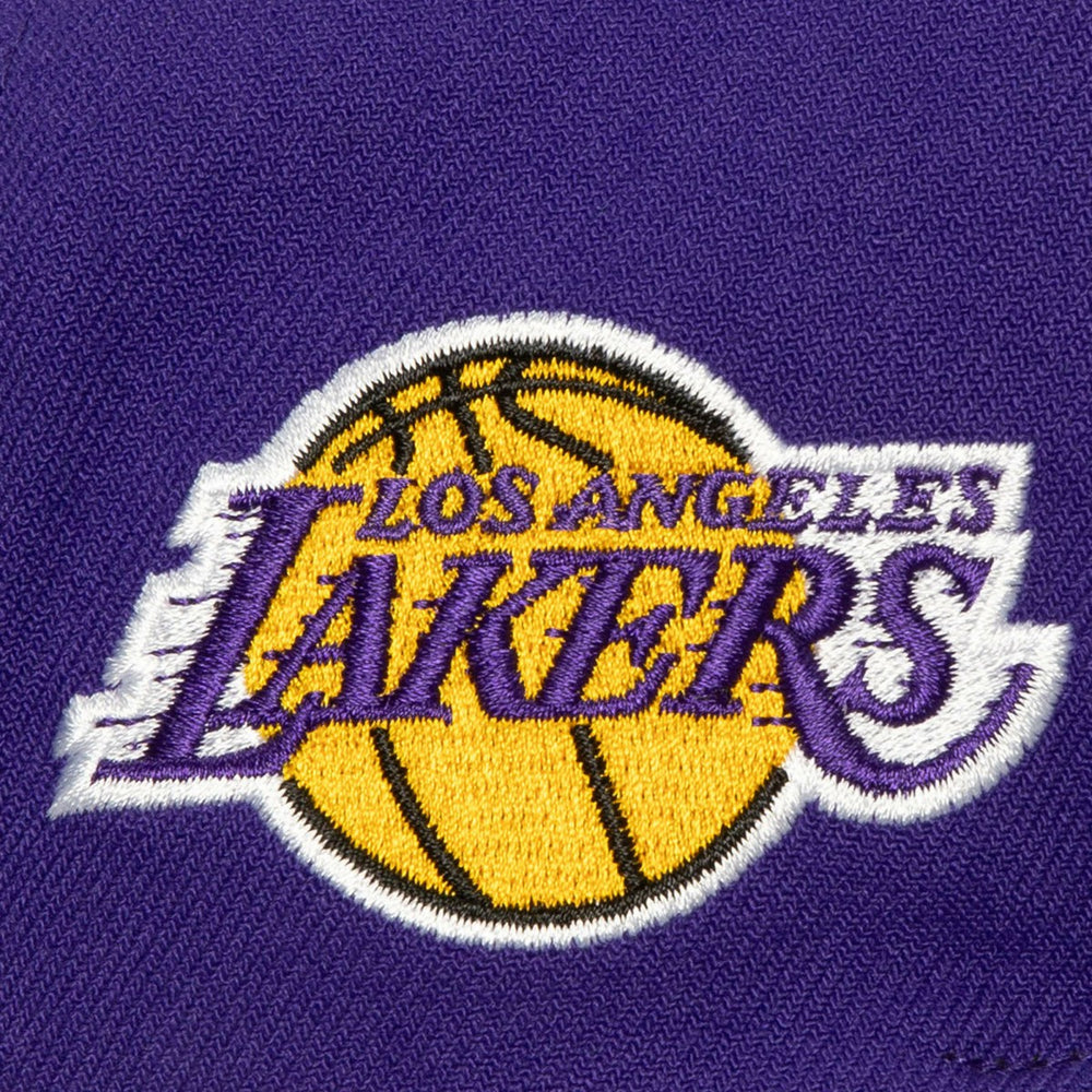 White/Purple Los Angeles Lakers Retro Sport Color Block Script Snapback Hat | NBA