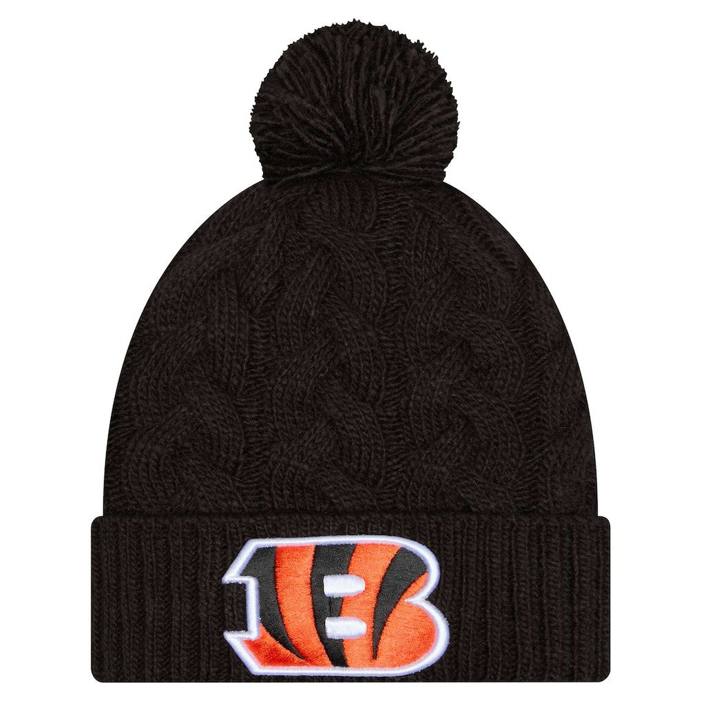 Cincinnati Bengals Women's Cable Cuffed Knit Hat with Pom | NFL US