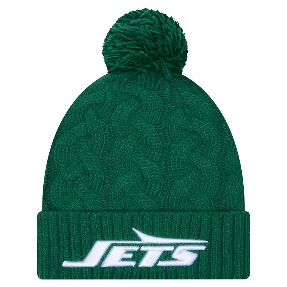 New York Jets Women's Cable Cuffed Knit Hat with Pom | NFL Sale