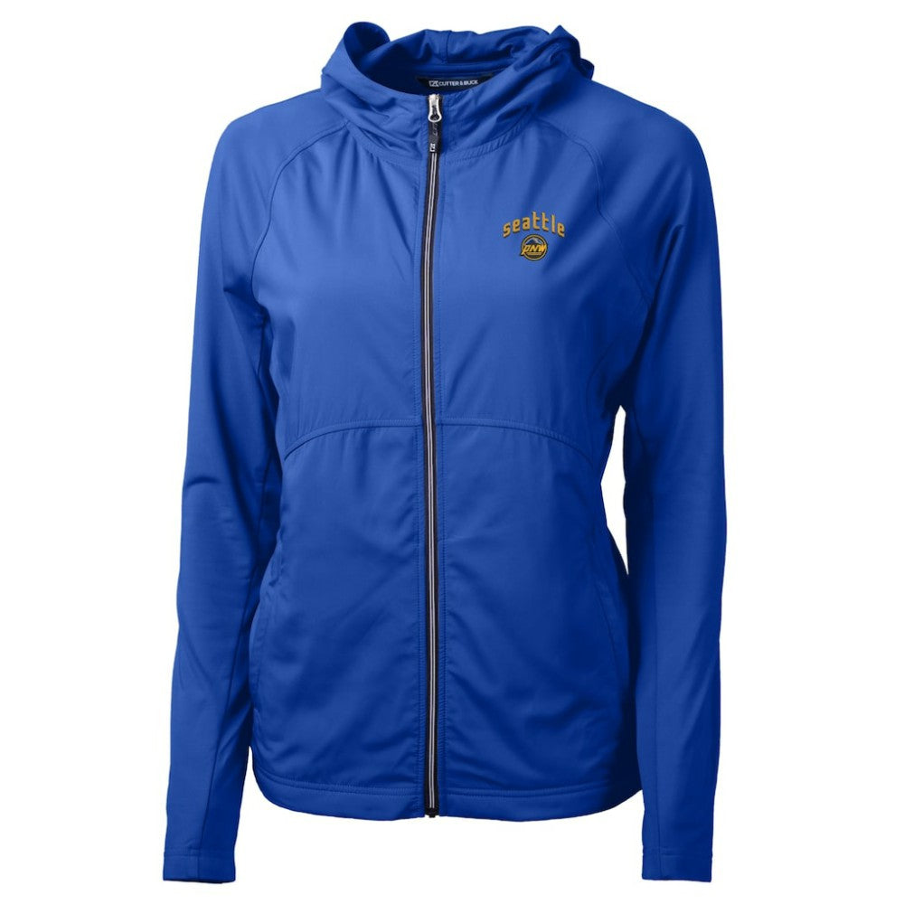 Seattle Mariners Cutter & Buck Women's City Connect Adapt Eco Knit Hybrid Recycled Full-Zip Hooded Jacket - MLB Jackets