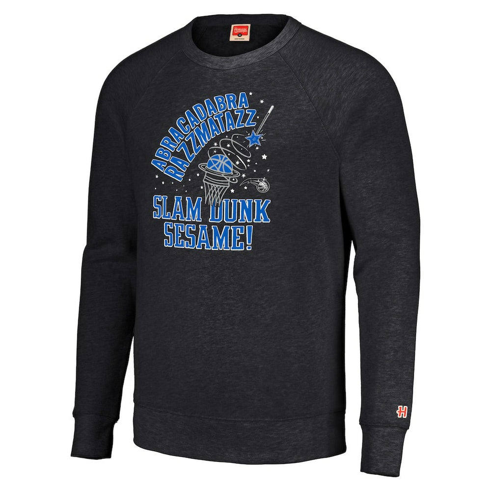 Charcoal Orlando Magic Homage Unisex Slam Dunk Sesame Tri-Blend Crew Raglan Pullover Sweatshirt | NBA