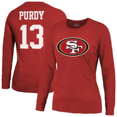 San Francisco 49ers Brock Purdy  Majestic Threads Women's Player Name & Number Long Sleeve T-Shirt | NFL Online