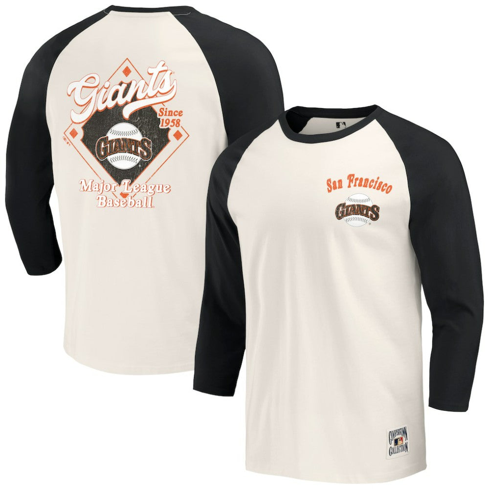 San Francisco Giants Darius Rucker Collection by Fanatics Cooperstown Collection Raglan 3/4-Sleeve T-Shirt - MLB T-shirts