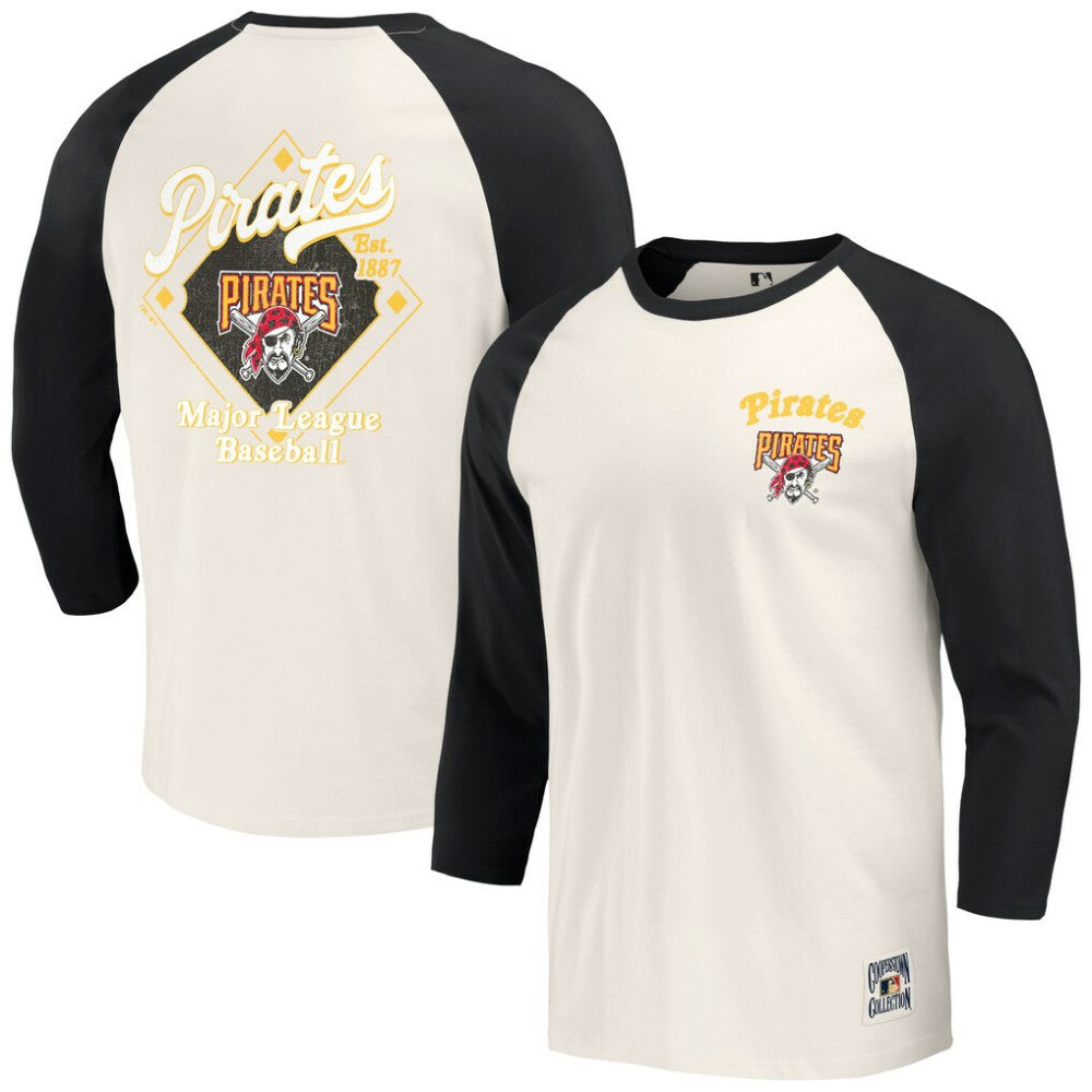 Pittsburgh Pirates Darius Rucker Collection by Fanatics Cooperstown Collection Raglan 3/4-Sleeve T-Shirt - MLB T-shirts