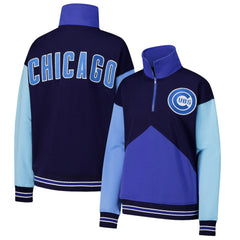 Chicago Cubs Terez Women's Classic Colorblock Quarter-Zip Sweatshirt - MLB Sweatshirts