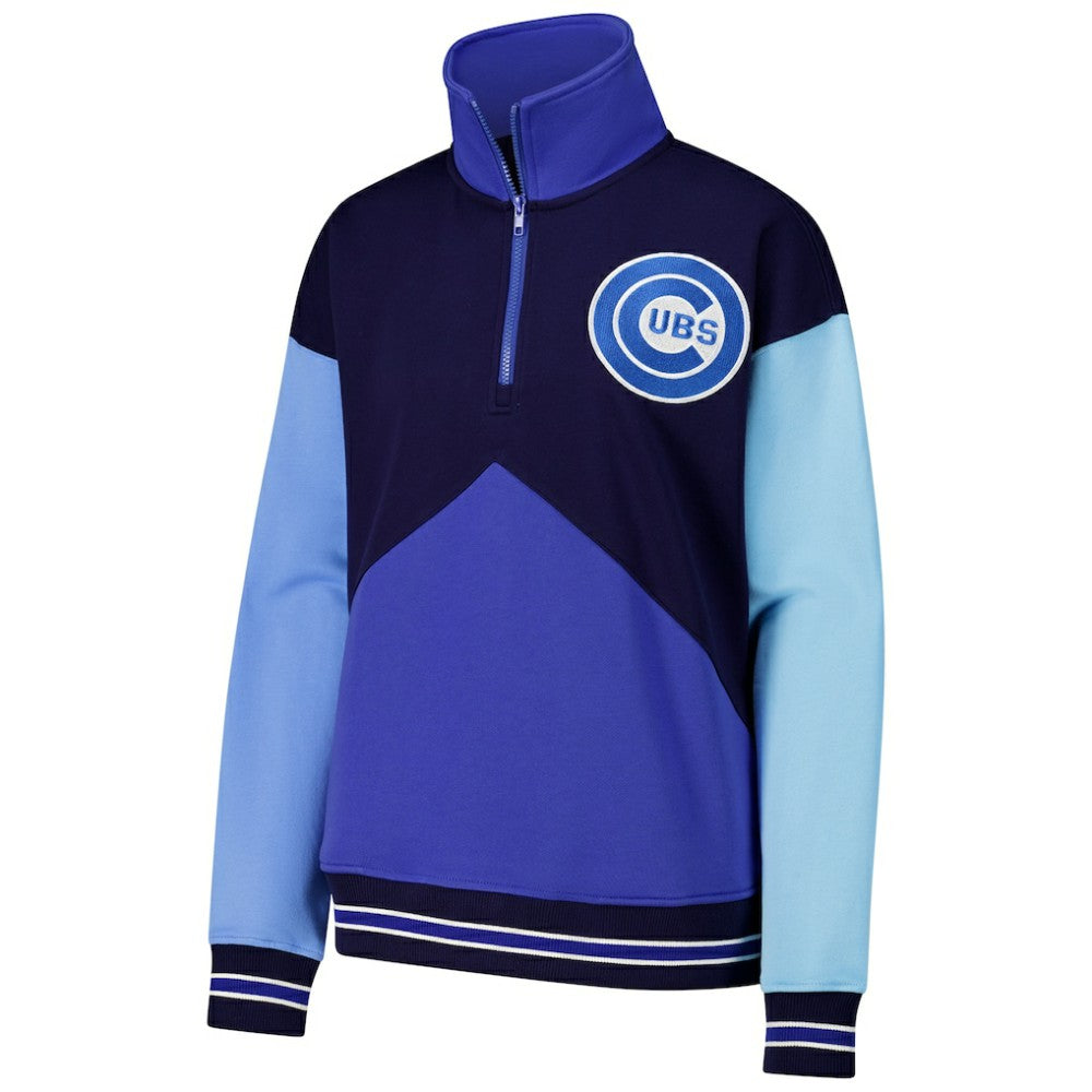 Chicago Cubs Terez Women's Classic Colorblock Quarter-Zip Sweatshirt - MLB Sweatshirts