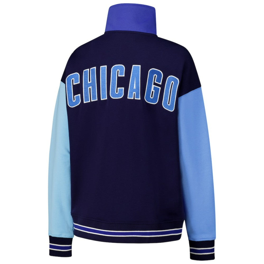 Chicago Cubs Terez Women's Classic Colorblock Quarter-Zip Sweatshirt - MLB Sweatshirts