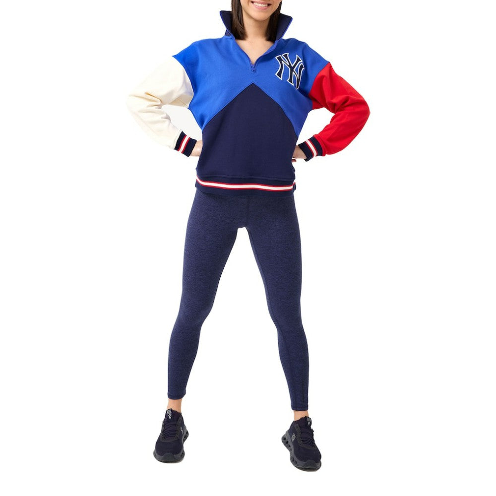 New York Yankees Terez Women's Classic Colorblock Quarter-Zip Sweatshirt - MLB Sweatshirts