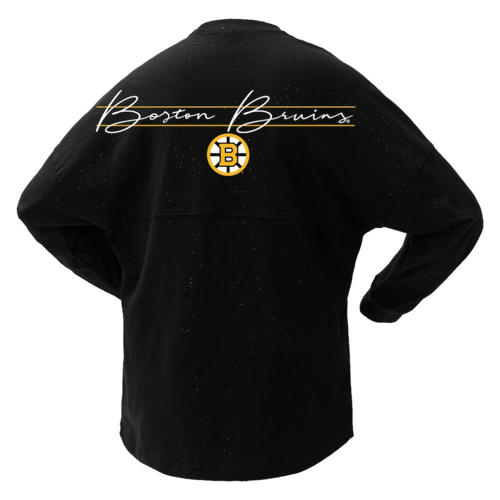 Boston Bruins Fanatics Women's 100th Anniversary Sparkle Spirit Jersey T-Shirt -  NHL T-shirts