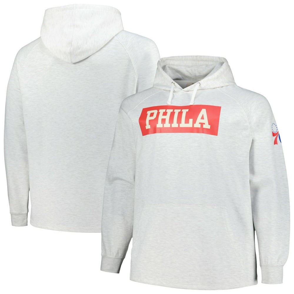 Ash Philadelphia 76ers Big & Tall Raglan Tri-Blend Pullover Hoodie | NBA