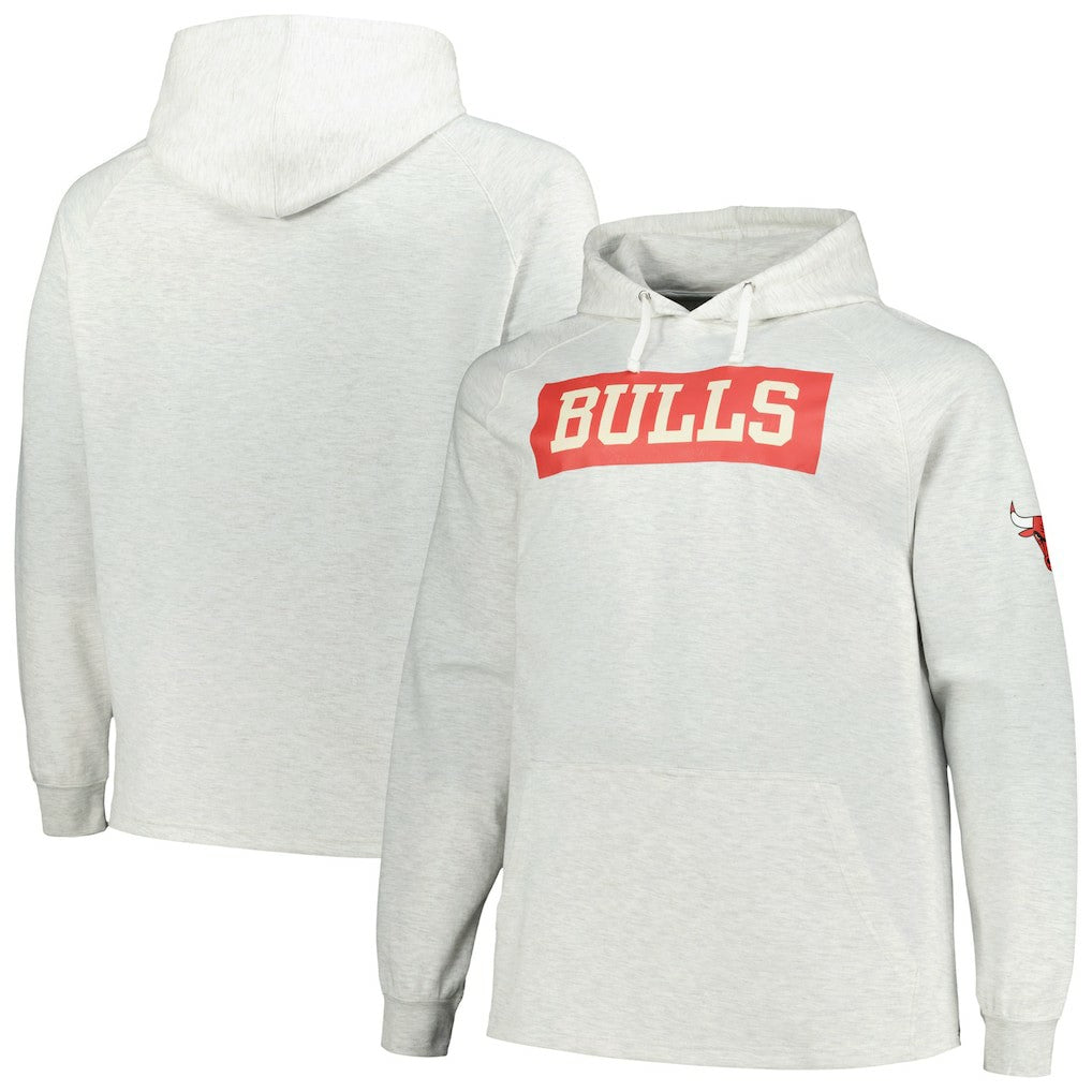 Ash Chicago Bulls Big & Tall Raglan Tri-Blend Pullover Hoodie sale | NBA