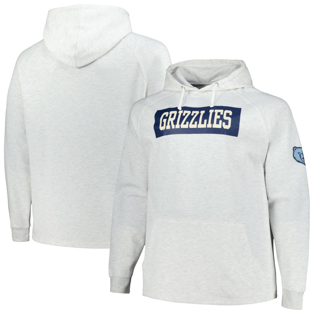 Ash Memphis Grizzlies Big & Tall Raglan Tri-Blend Pullover Hoodie | NBA