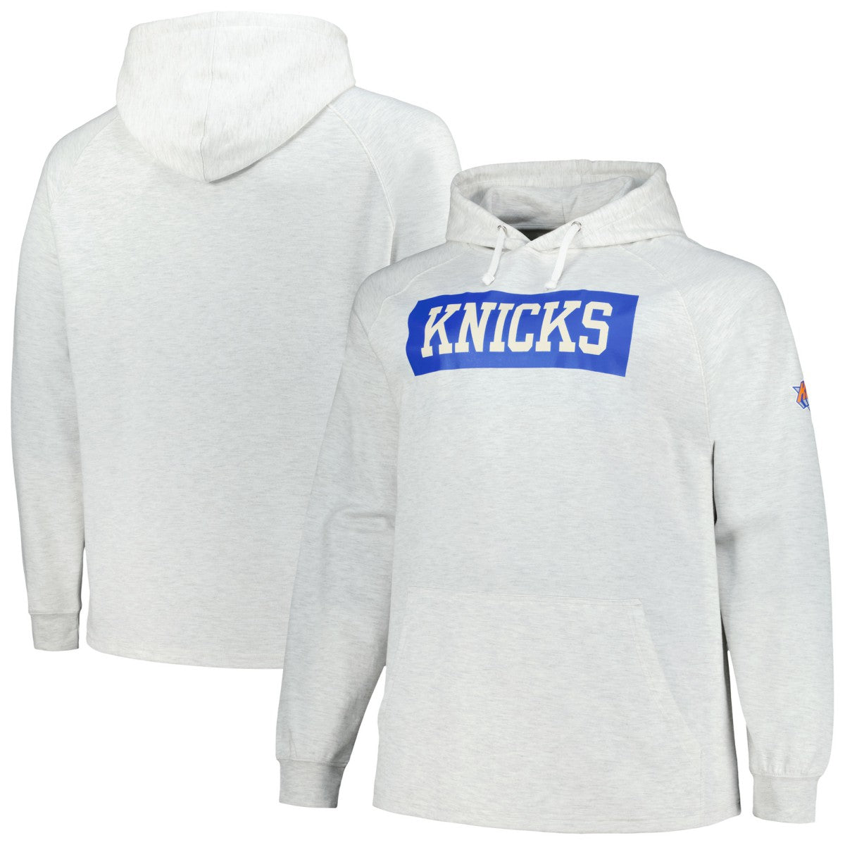 Ash New York Knicks Big & Tall Raglan Tri-Blend Pullover Hoodie | NBA