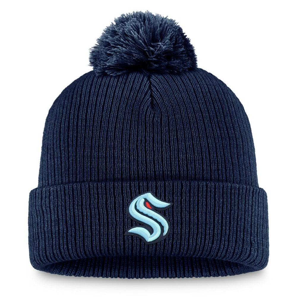 Seattle Kraken Fanatics Primary Logo Cuffed Knit Hat with Pom -  NHL Hats
