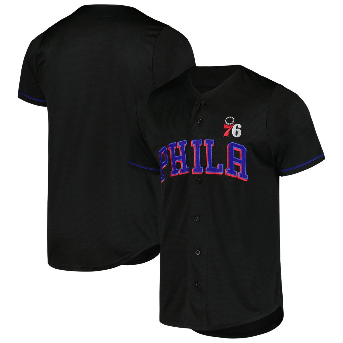 Black Philadelphia 76ers Pop Baseball Jersey | NBA