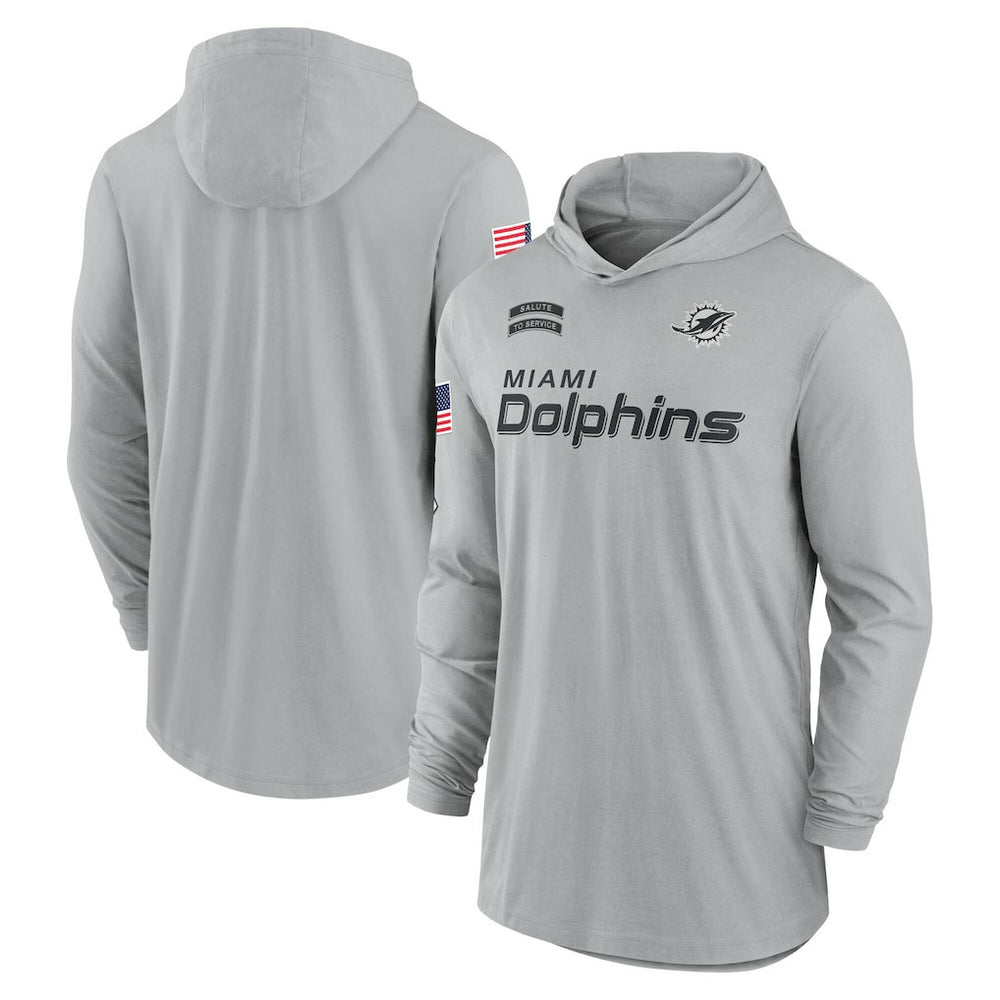 Miami Dolphins 2024 Salute to Service Lightweight Dri-FIT Long Sleeve Hoodie T-Shirt | NFL Online